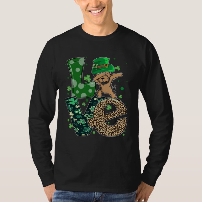 Camiseta Dabbing Yorkie Dog LOVE Shamrock  St Patrick s Day (Frente)