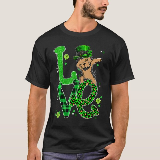 Camiseta Dabbing Yorkie Dog LOVE Shamrock St Patrick's Day (Frente)