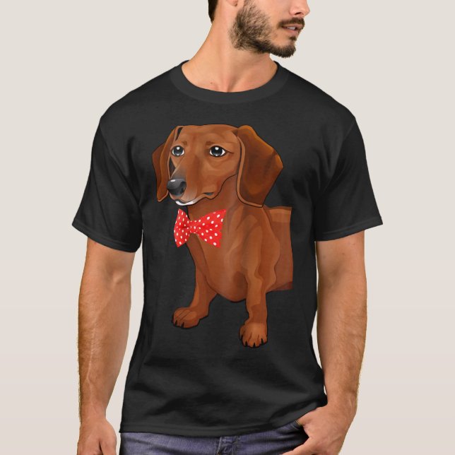 Camiseta Dachshund-2 Lado Longo Dacshund Com Arco (Frente)