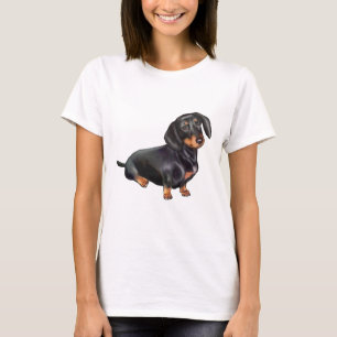 Camiseta Dachshund (A) - Preto e bronzeado