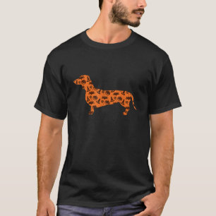 Camiseta Dachshund Abóbora Bruxa Morcego Divertido Assustad