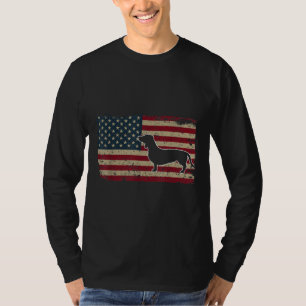 Camiseta Dachshund America Flag Patriótico Weiner Dog
