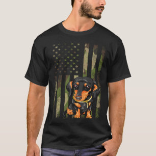 Camiseta Dachshund American Flag Camouflage 4 de julho Wien