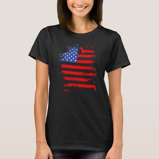 Camiseta Dachshund And America Flag Patriotic Weiner Dog (Frente)