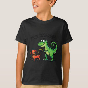 Camiseta Dachshund Andando Dinossauro Design de Cachorro En