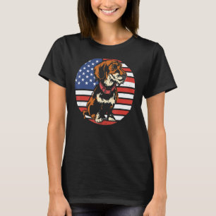 Camiseta Dachshund Animal American Flag For Sausation Weine