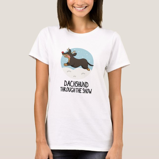 Camiseta Dachshund Através Da Arma De Natal Engraçado Da Ne (Frente)