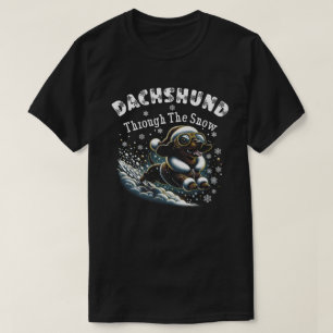 Camiseta Dachshund através da neve