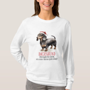 Camiseta Dachshund Através Da Neve