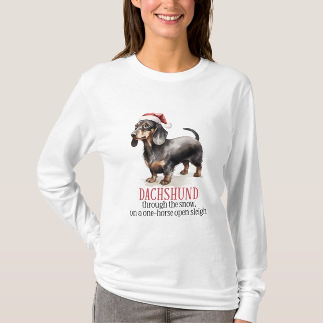 Camiseta Dachshund Através Da Neve (Frente)