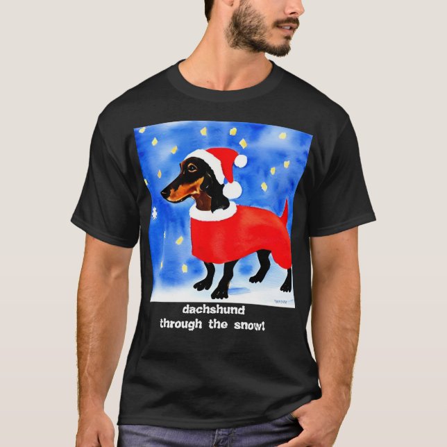 Camiseta dachshund através da neve! (Frente)