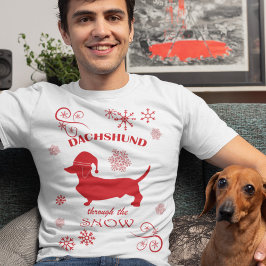 Camiseta Dachshund Através da Neve
