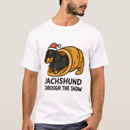 Camiseta Dachshund Através da Neve