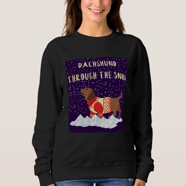 Camiseta Dachshund Através Da Neve (Frente)