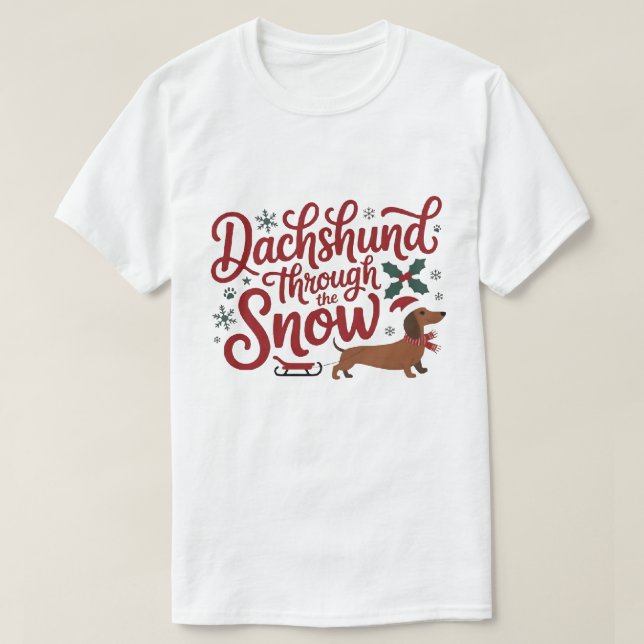 Camiseta Dachshund Através da Neve, 2025  (Frente do Design)