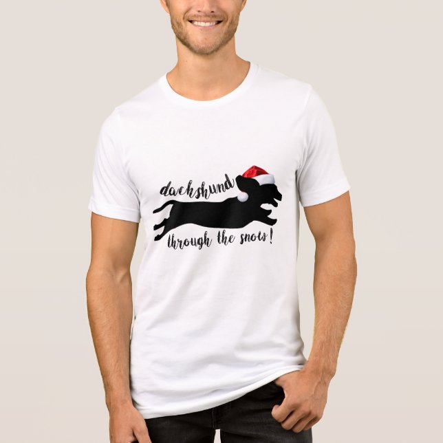 Camiseta Dachshund através das Férias de Natal da neve (Frente)