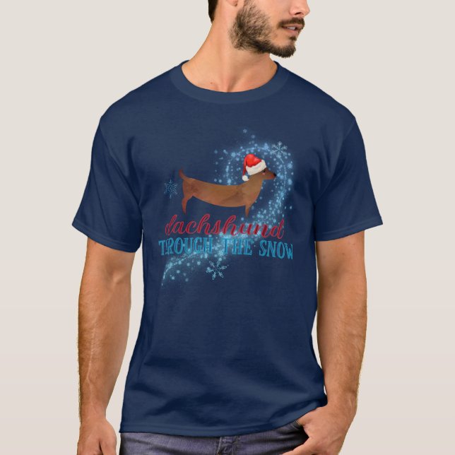 Camiseta Dachshund Através do Natal dos Papais noeis de Nev (Frente)