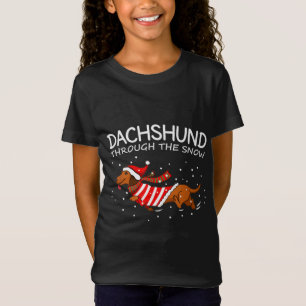 Camiseta Dachshund Através Do Natal Engraçado Da Neve