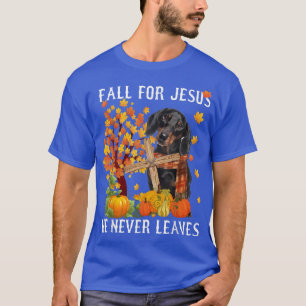 Camiseta Dachshund Autumn Fall For Jesus He Never Leaves