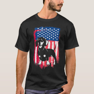 Camiseta Dachshund - Bandeira Americana Cuta 4 De Julho