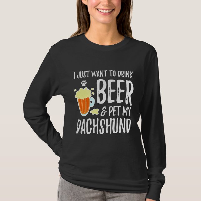 Camiseta Dachshund Beer Dog Mãe (Frente)