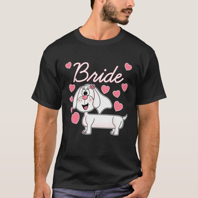 Camiseta Dachshund Bride Wedding Dog  Bridal Shower (Frente)
