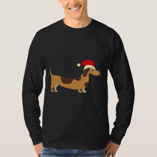 Camiseta Dachshund Brown Dachshund Vestindo Santa Hat Chris