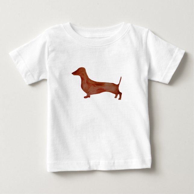 Camiseta Dachshund Brown Dog Baby Fine Jersey T-Shirt, (Frente)