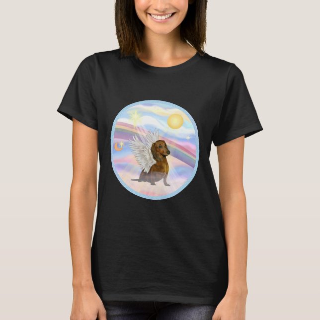 Camiseta Dachshund Brown In Heavens Clouds (Frente)