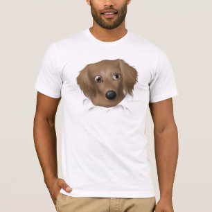 Camiseta Dachshund (cabelo longo) que rebenta para fora
