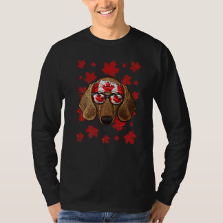Camiseta Dachshund Canadense Bandeira Patriótica do Canadá 