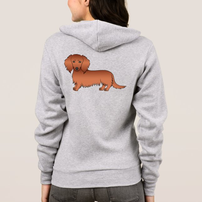 Camiseta Dachshund Cartoon Cute de Cabelo Longo Vermelho (Verso)