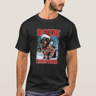 Camiseta Dachshund Chapéu de Papai Noel Roupa de Amante de 