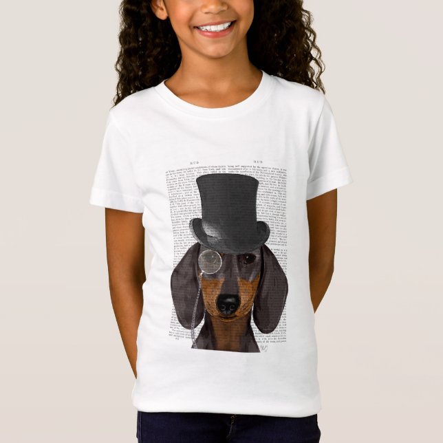 Camiseta Dachshund, Chapéu Formal e Chapéu (Frente)