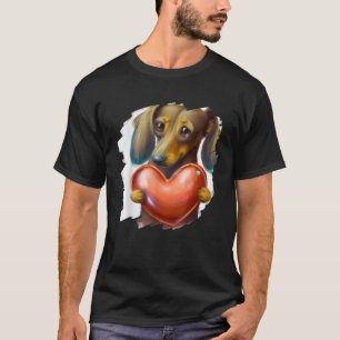 Camiseta Dachshund Chiweenie Wiener Dog Hugging Heart Valen