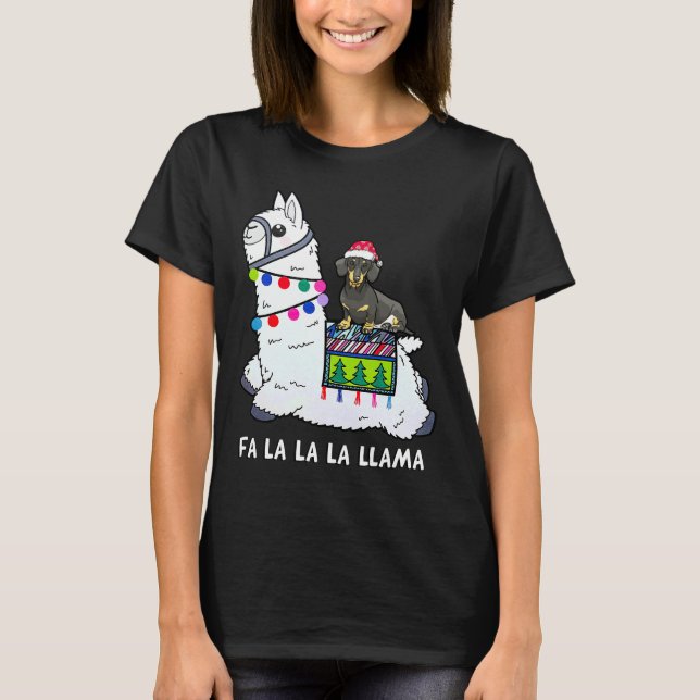 Camiseta Dachshund Christmas Fa La Lama (Frente)