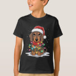 Camiseta Dachshund Christmas Lights Santa Hog Lover Hol<br><div class="desc">Feriado de Natal Dachshund Luzes de Papai Noel Feriado</div>