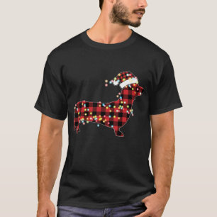 Camiseta Dachshund Christmas Red Xadrez Buffalo Pajamas Xma