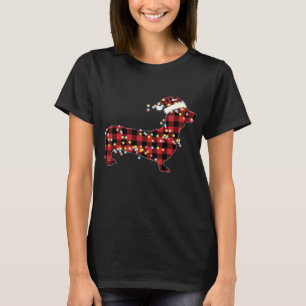 Camiseta Dachshund Christmas Red Xadrez Buffalo Pajamas Xma