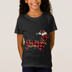 Camiseta Dachshund Christmas Red Xadrez Buffalo Pajamas Xma