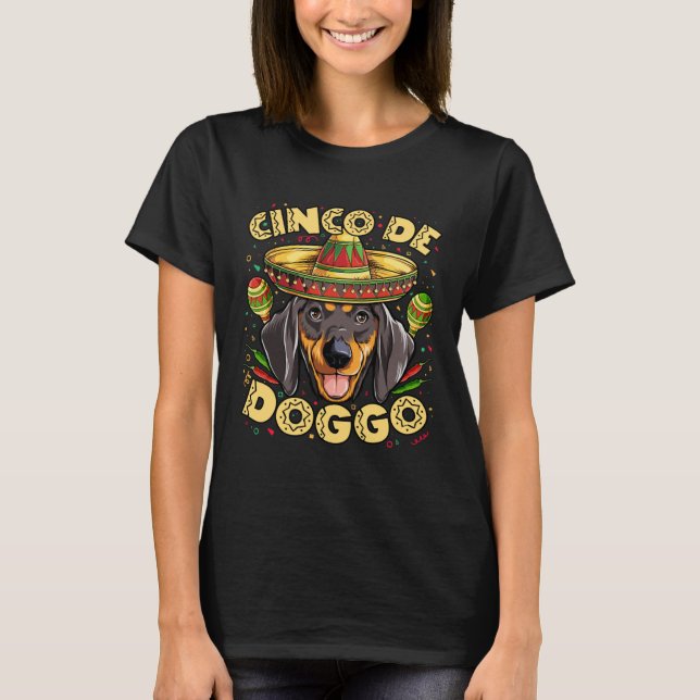 Camiseta Dachshund Cinco de Doggo Mayo Mexican Sombrero Men (Frente)