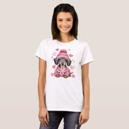 Camiseta Dachshund com Aquarela Adorável