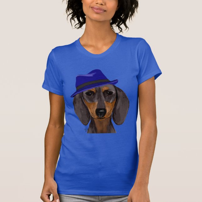 Camiseta Dachshund com Blue Trilby (Frente)