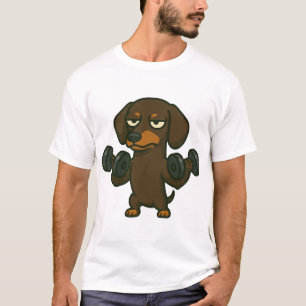 Camiseta Dachshund com haltere treinamento de condicionamen
