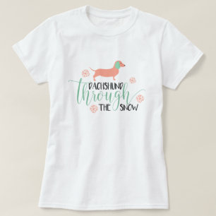 Camiseta Dachshund com o Natal da neve