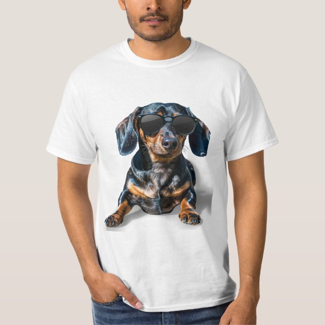 Camiseta Dachshund Com Óculos De Sol (Frente)