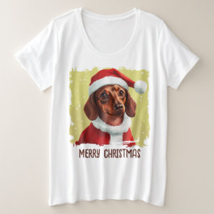 Camiseta Dachshund Com Roupa De Papai Noel - Natal 1