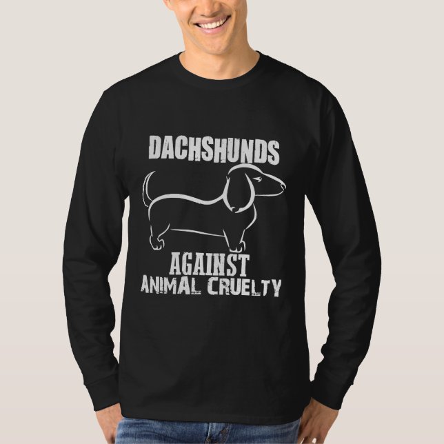 Camiseta Dachshund Contra A Crueldade Animal (Frente)