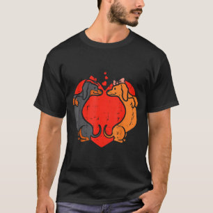Camiseta Dachshund Coração Fofo Dia dos Namorados Amante de