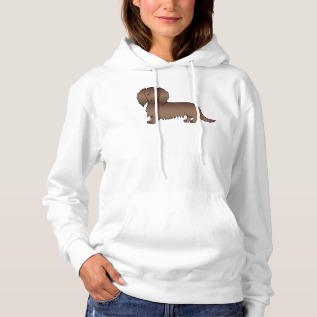 Camiseta Dachshund de Cabelo Comprido de Chocolate Cachorro (Frente)